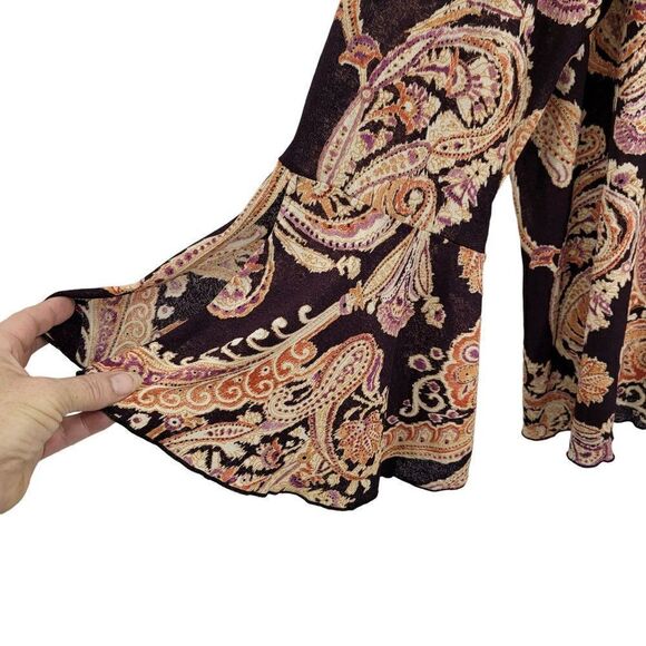 Vintage 90's Venezia Top Plus Size 18/20 Blouse Plum Paisley V-neck Bell Boho - Picture 6 of 14